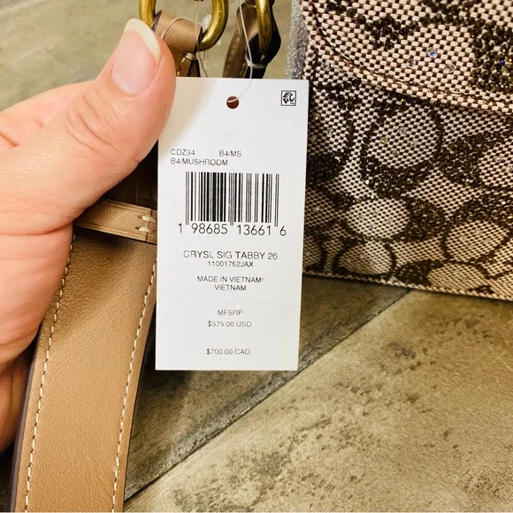 Coach Tabby 26 Medium Crystal Signature Jacquard Shoulder Bag Crossbody - Picture 9 of 16